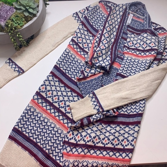 Aeropostale Chunky Mix print Cabin Retreat Cardigan sweater women’s xs - Picture 6 of 8